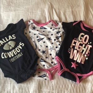 3 Dallas cowboys girl onesies
